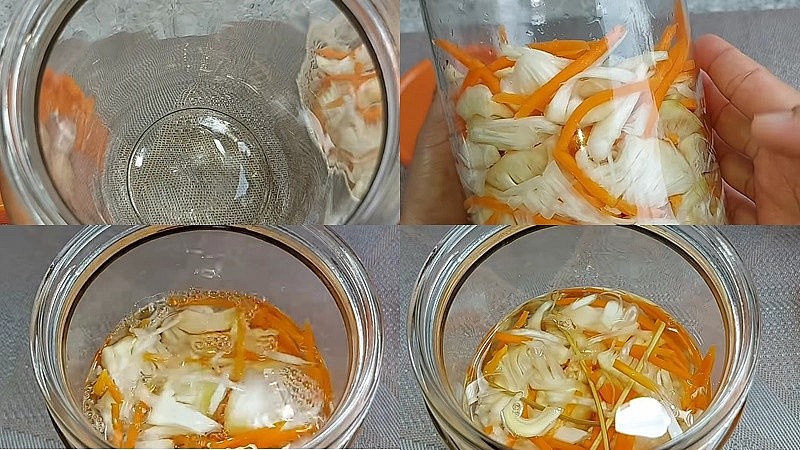 Ngâm mít non và cà rốt với nước giấm đường trong 3 đến 4 ngày