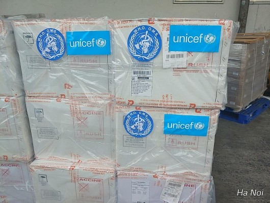 Hơn 185.000 liều vaccine 5 trong 1 do UNICEF hỗ trợ đã về tới Việt Nam