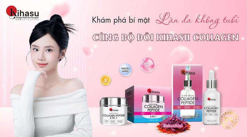 Khám phá bí mật làn da không tuổi cùng bộ đôi chăm sóc da Collagen Kihasu