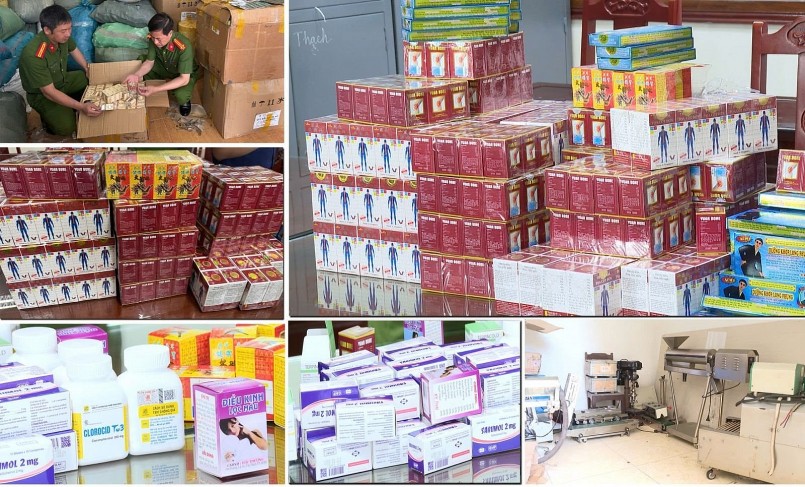 Lực lượng công an kiểm tra thuốc tân dược giả 