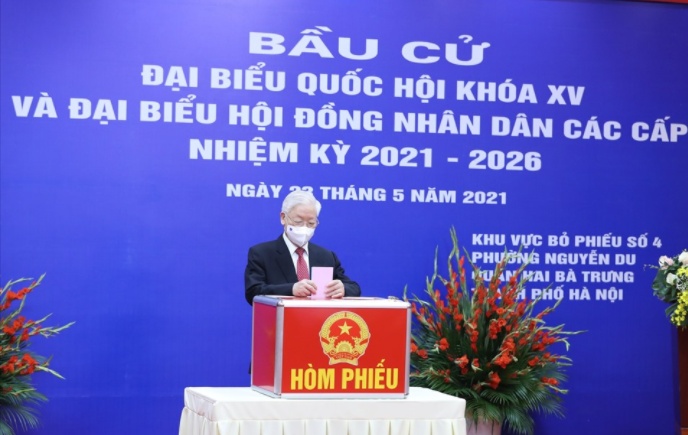 Tổng Bí thư Nguyễn Phú Trọng phát biểu tại điểm bầu cử