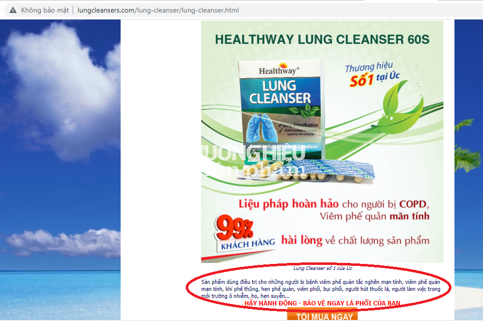 TPBVSK Healthway Lung Cleanser 60s được quảng cáo có công dụng như thuốc chữa bệnh?