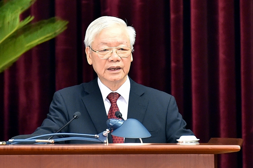 Tổng Bí thư Nguyễn Phú Trọng phát biểu khai mạc Hội nghị. Ảnh: VGP