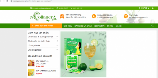 Thực phẩm bảo vệ sức khỏe Trà hỗ trợ giảm cân N Collagen vi phạm quảng cáo