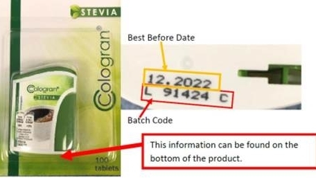 Thu hồi chất tạo ngọt Cologran Stevia vì có phụ gia nhưng không ghi trên nhãn